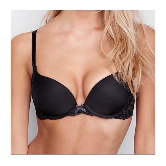 Victoria’s Secret Dream Angels Lace Push Up Black Bra size 32C - Picture 1 of 12